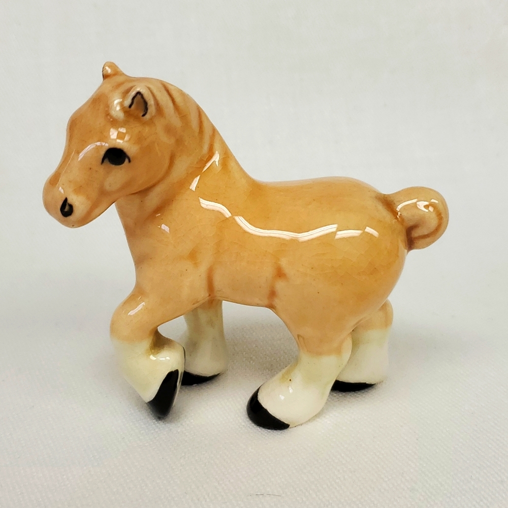 Vintage ceramic EARLY Hagen Renaker mini 3” "COMICAL DRAFT HORSE "
